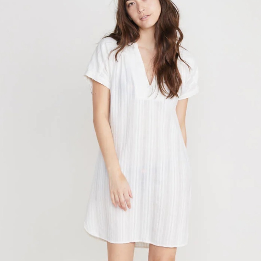 Short sleeve, marine layer, part linen, white cover-up